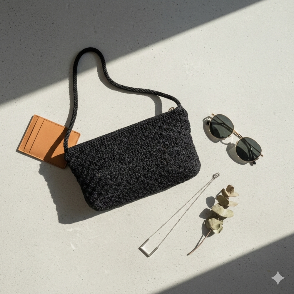 The Sak Black Crochet Mini Bag